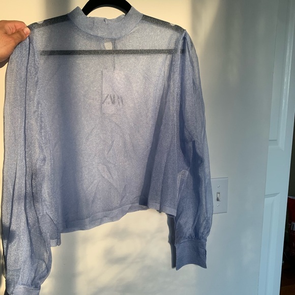ZARA Semi-Sheer Top with Shiny Effect - Picture 2 of 5